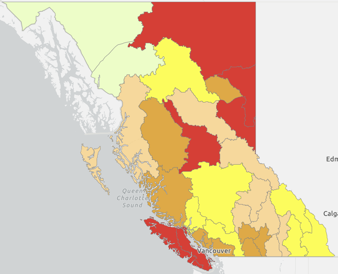 Drought map of BC
